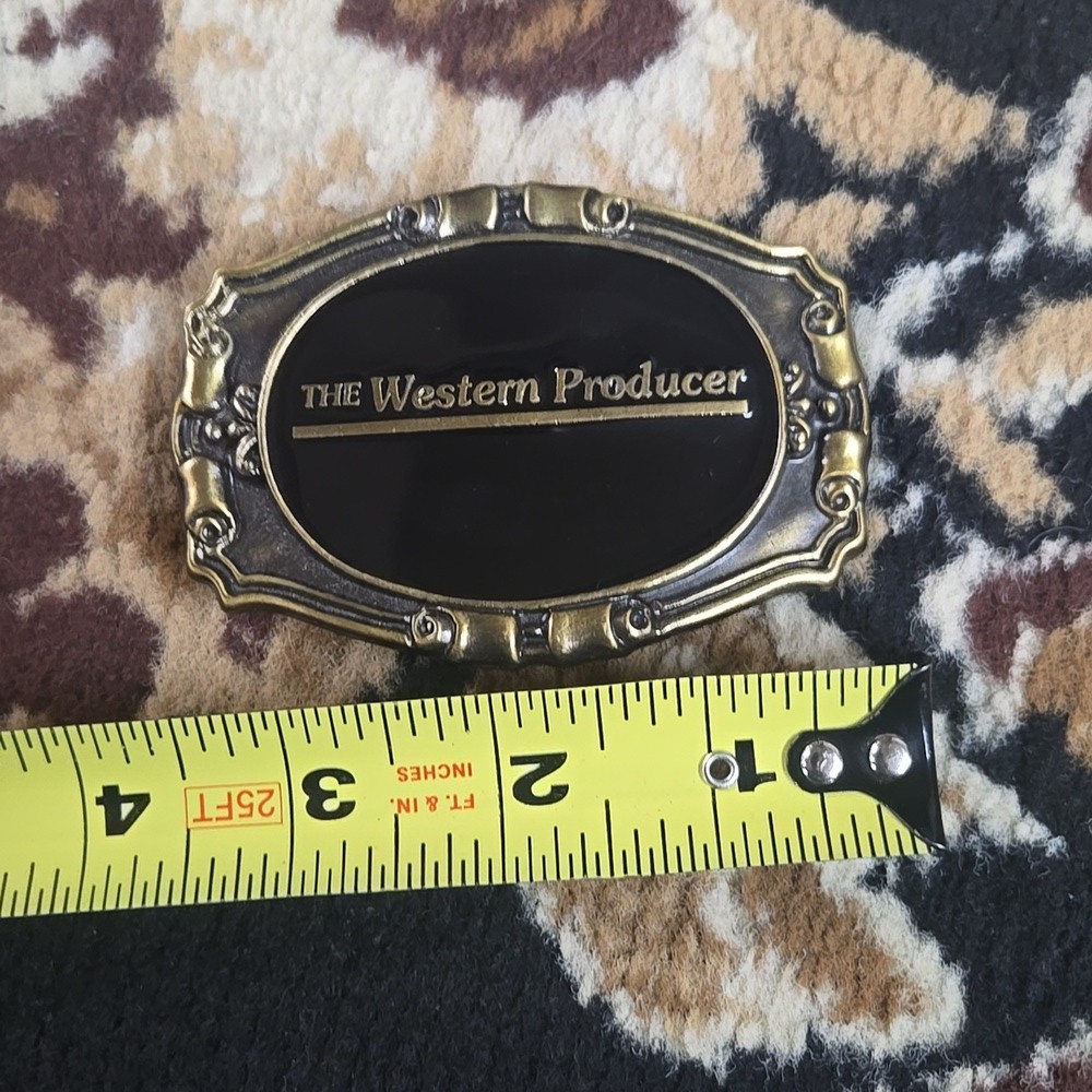 The Western Producer Retro Enamel Belt Buckle Farm Farmer Cowboy Agriculture Y2K