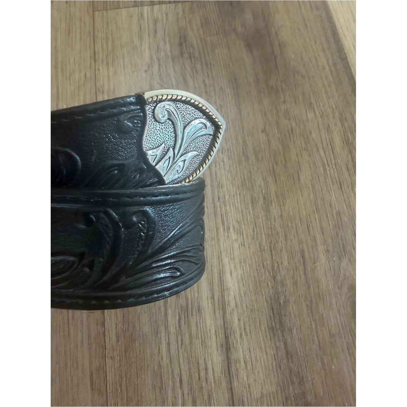 Tony lama Montana Silversmith Tooled Leather Belt California Buckle Mens 34 NWOT