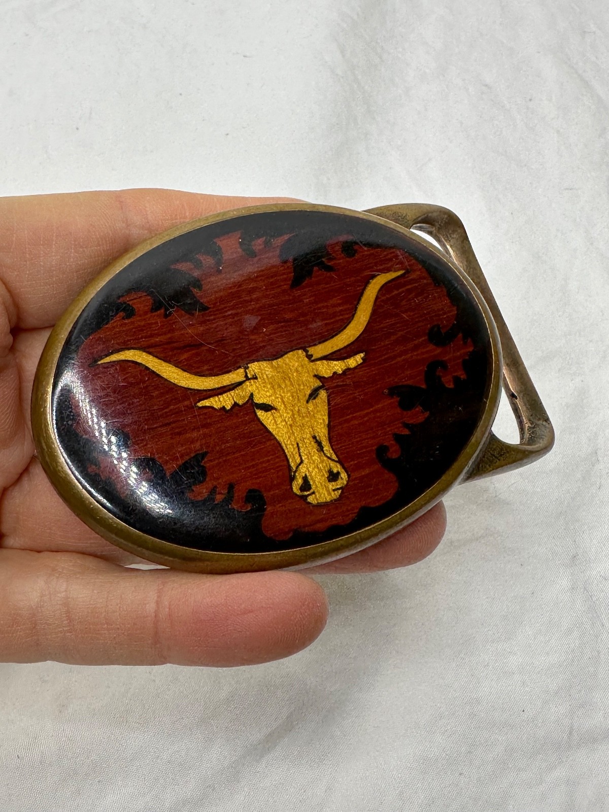 Von West Tech Ether Guild Blank Longhorn Bull Steer 1970s Vintage Belt Buckle