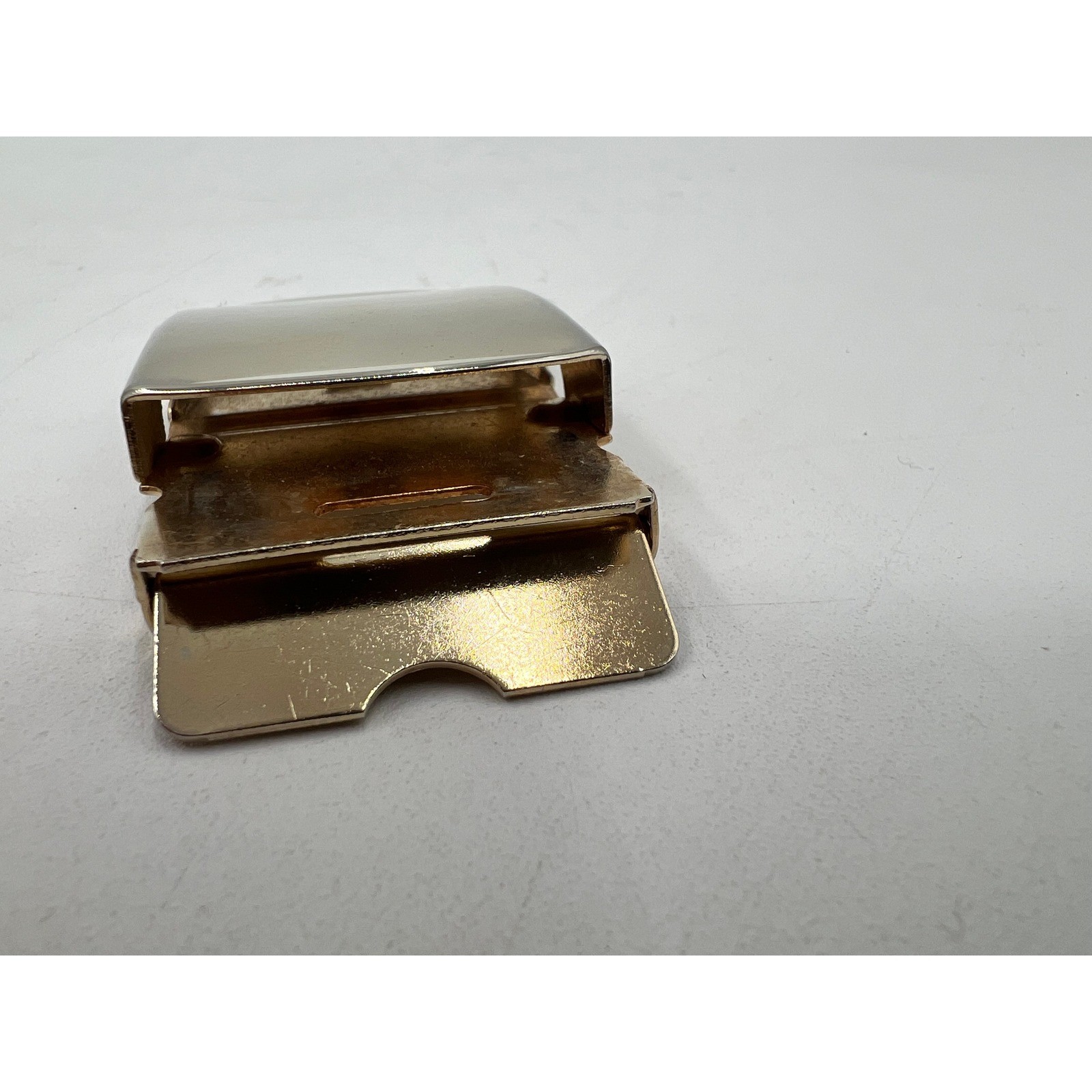 Vintage Solid Brass Military Style Flip Top Web Belt Buckle Gold Tone Made in US
