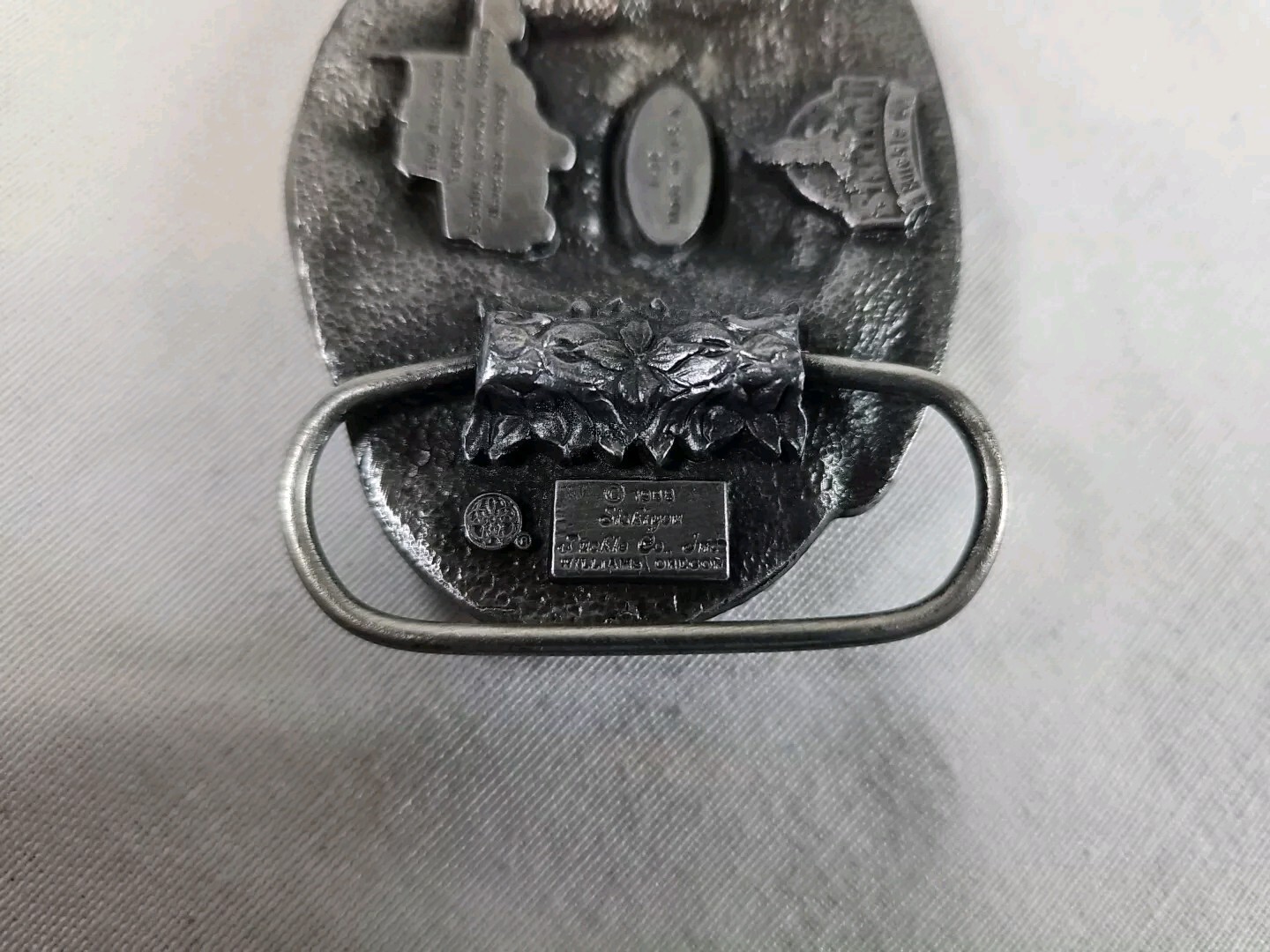Vintage American Trucker 1998 Pewter Belt Buckle Siskiyou Painted Enamel Semi