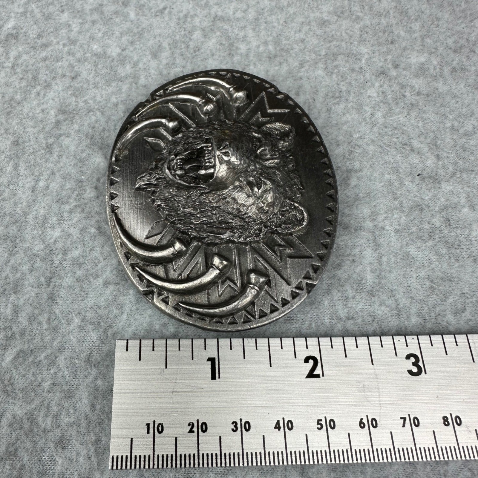 Vtg 1991 Siskiyou Buckle Co Grizzly Bear Claws Pewter Belt Buckle V-92 USA