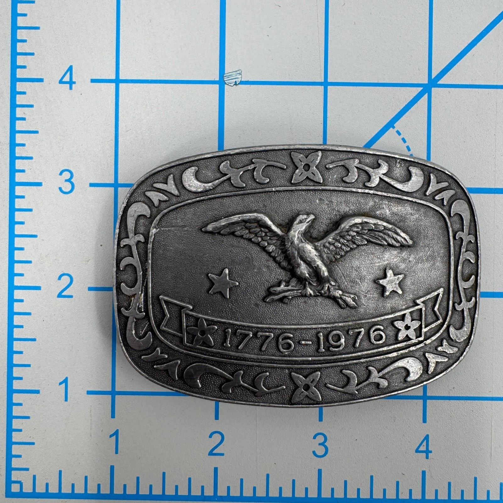 Celebrity Belt Buckle Unisex OS Silver Bicentennial 1776-1976 Eagle Americana