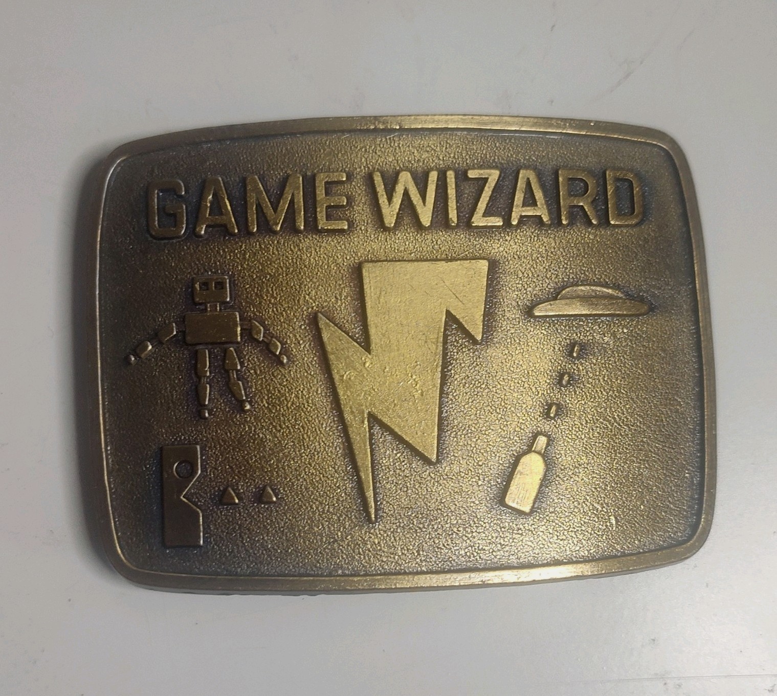 Lot of 3 Vintage Belt Buckles: Rare Game Wizard & Classic Biker Motorcycles