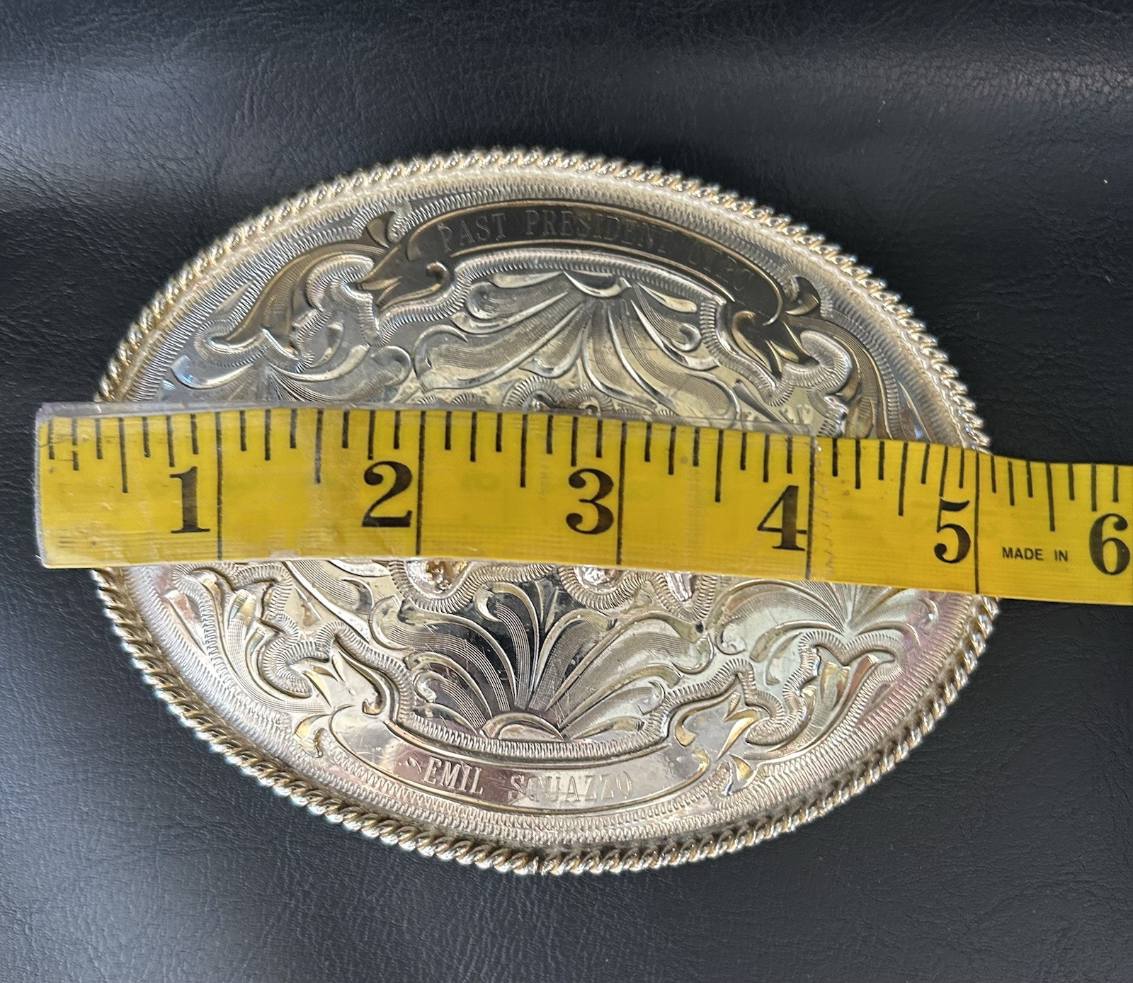 Vintage Alpaca Mexico Belt Buckle Three Horse Heads Western Filigree