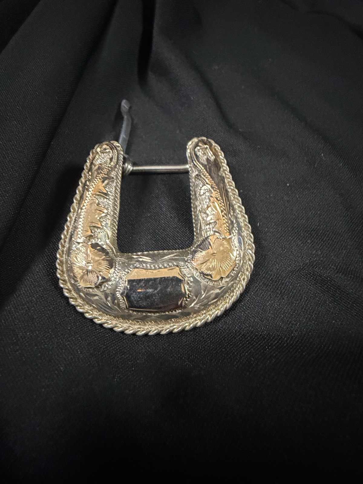 Sterling Silver 10K Gold Overlay Western 4 Pc Belt Buckle Set GN34 Mexico
