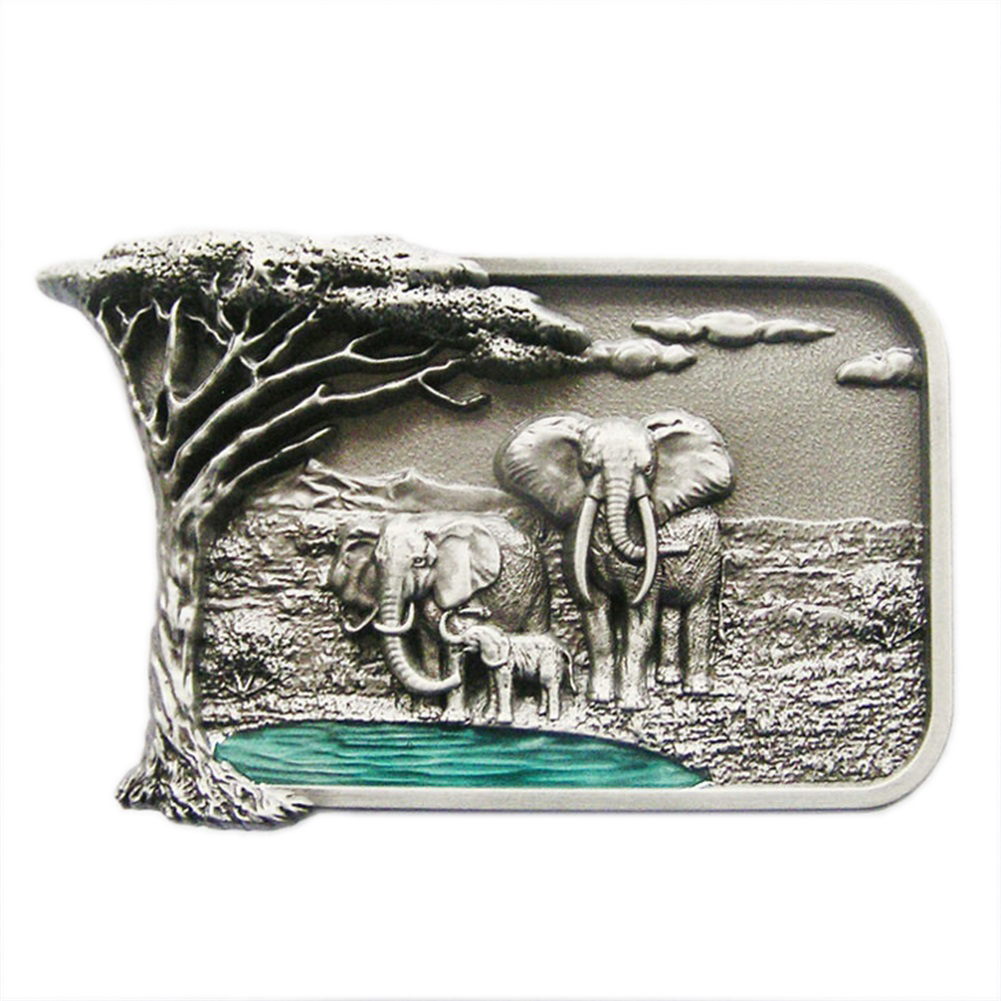 Vintage Style Enamel Africa Elephant Big Tree Belt Buckle also Stock in US