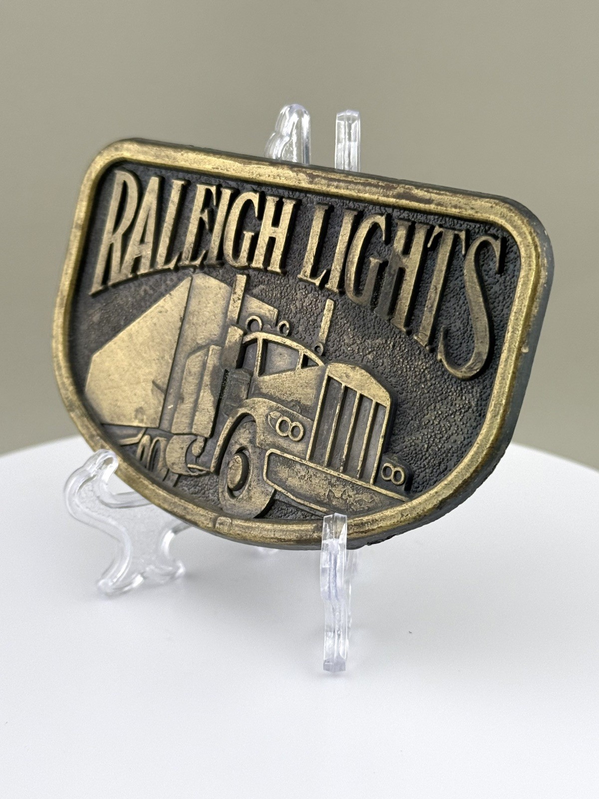 Raleigh Lights Trucker Belt Buckle Semi Truck Big Rig Hauler Transport
