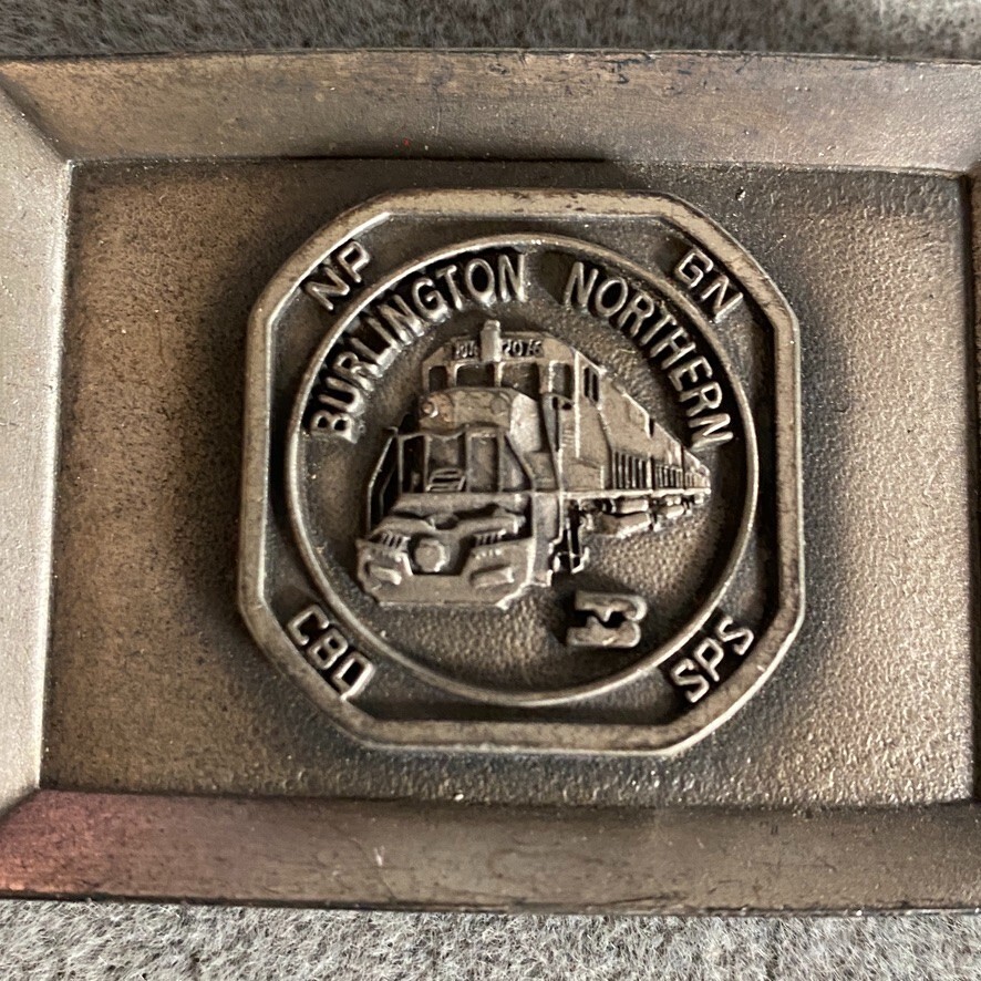 Burlington Northern Railroad Engine Belt Buckle Pewter Finish CBO NP SPS GN
