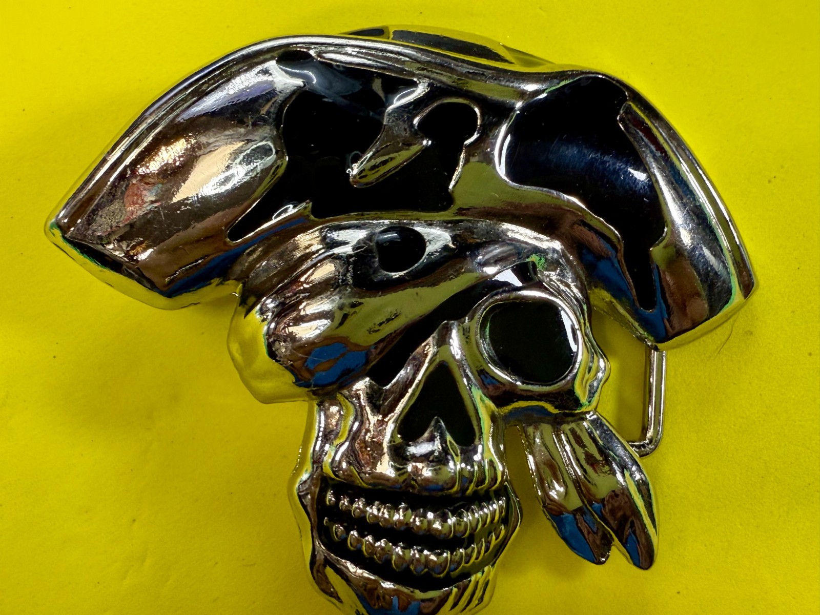 Pirate Skull Head with Hat Bandana Halloween Cosplay Raised 3D Belt Buckle