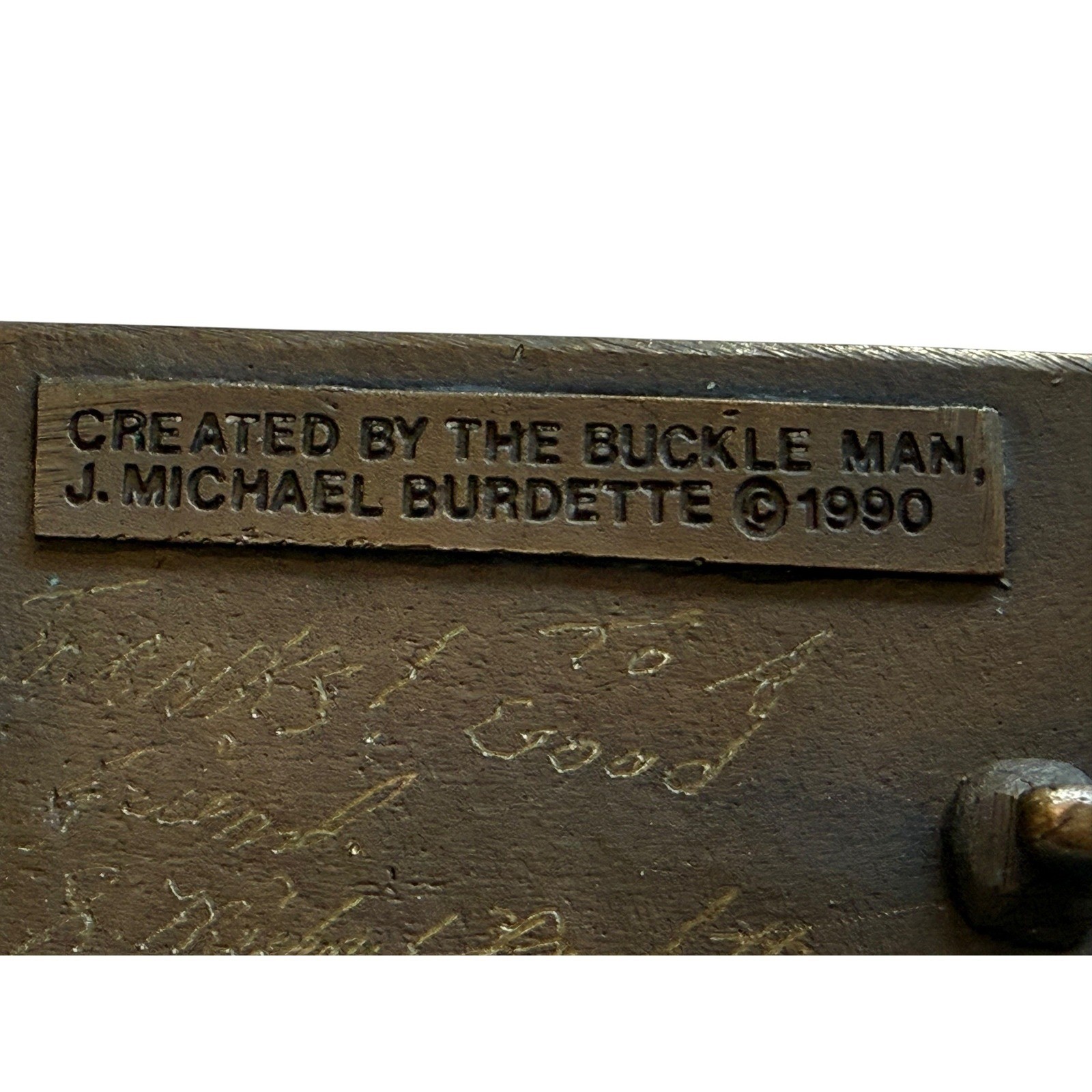 Vintage Walleye Fish Belt Buckle 1990 Buckle Man J. Michael Burdette Brass Tone