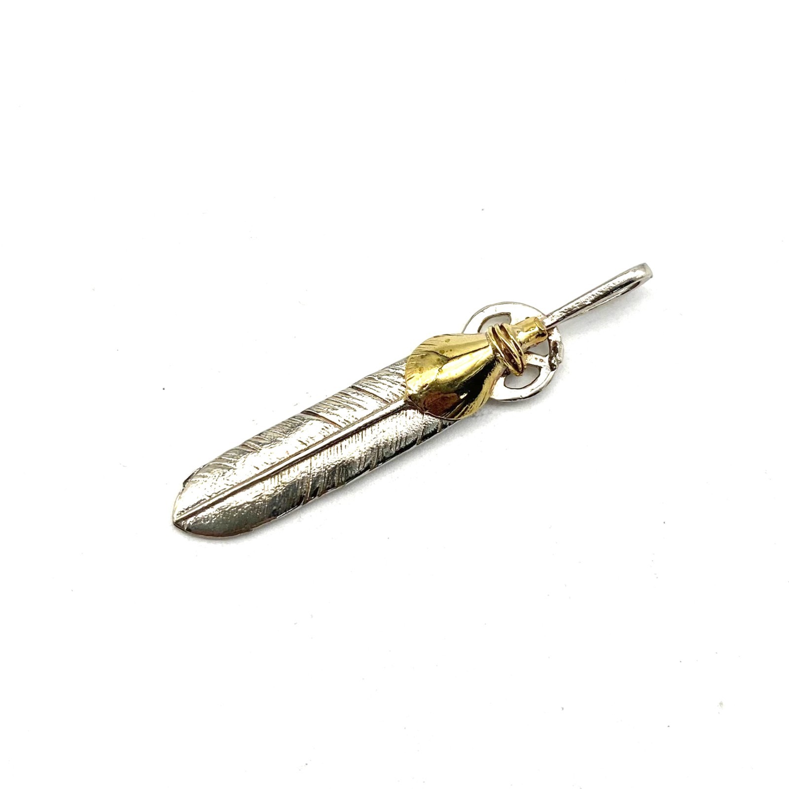 Gold Bead Silver Feather Necklace Charming Pendants lot
