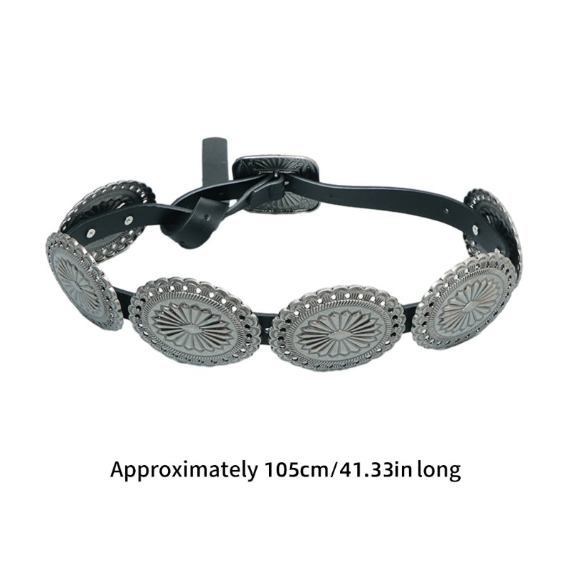 Ethnic Teens Carved Floral Belt Adjustable Buckle Waist Straps for Dress Shirt