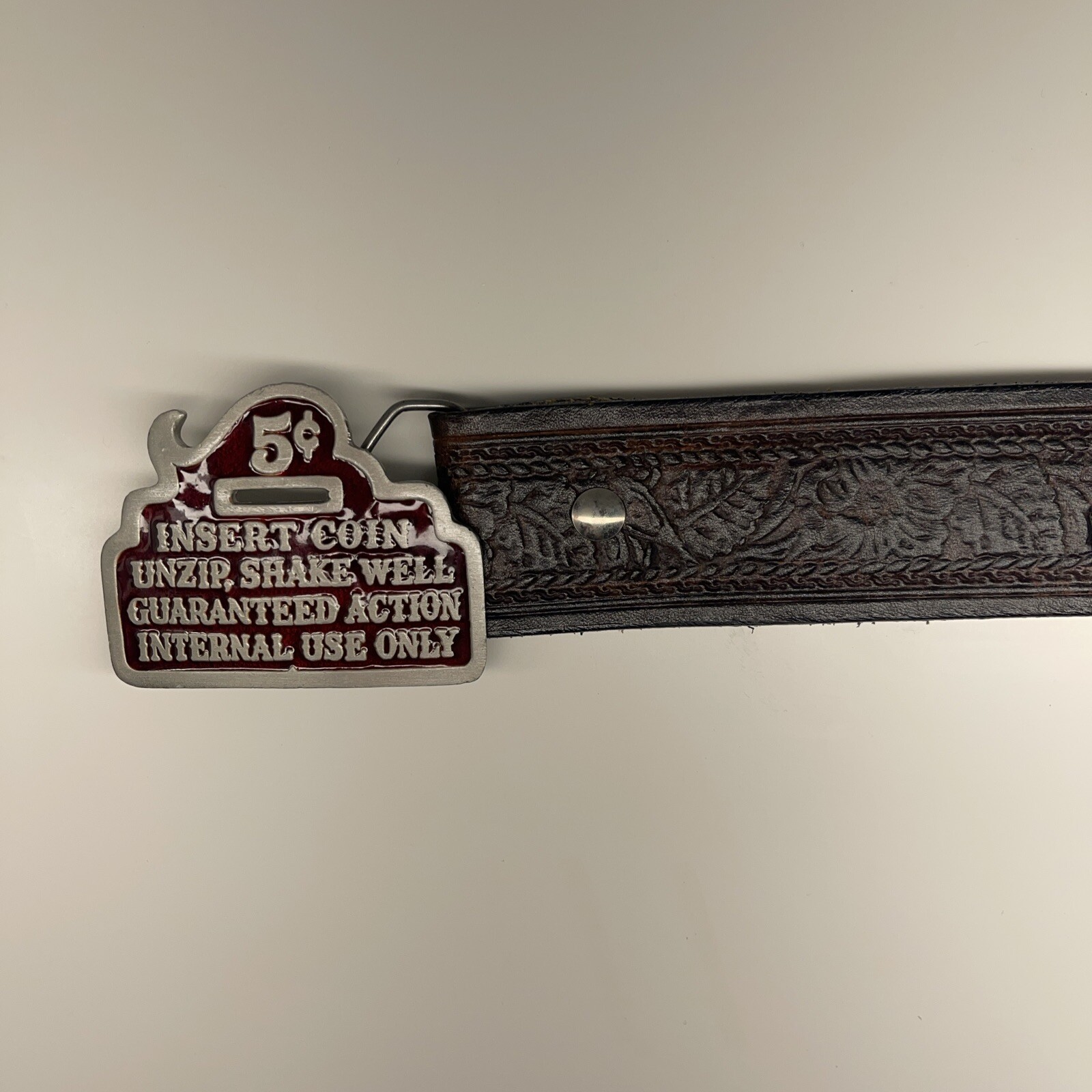 5 Cent Insert Coin Belt Buckle – Vintage Belt Buckle And Leather Belt 42’
