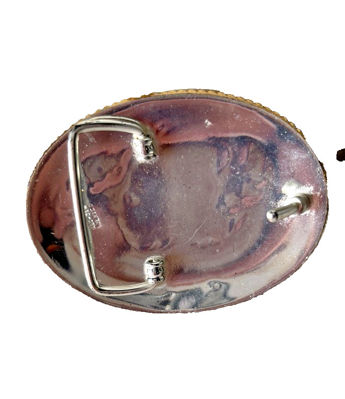 Western Initial Belt Buckle 3.5 x 2 5/8 in Oval R Silver Engraved Gold 1.75