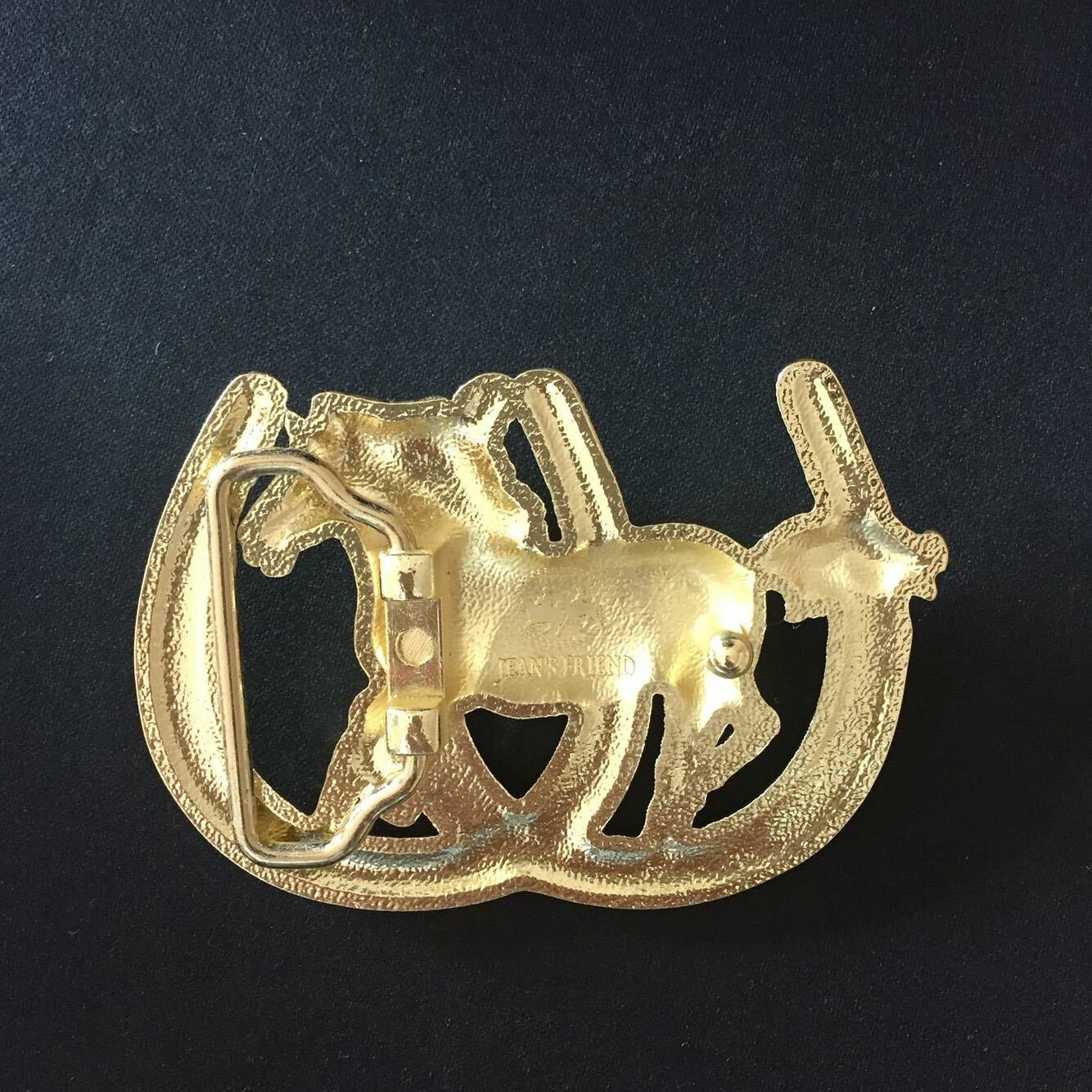 Horse Horsehoes Cowboy Western Gold Plated Belt Buckle