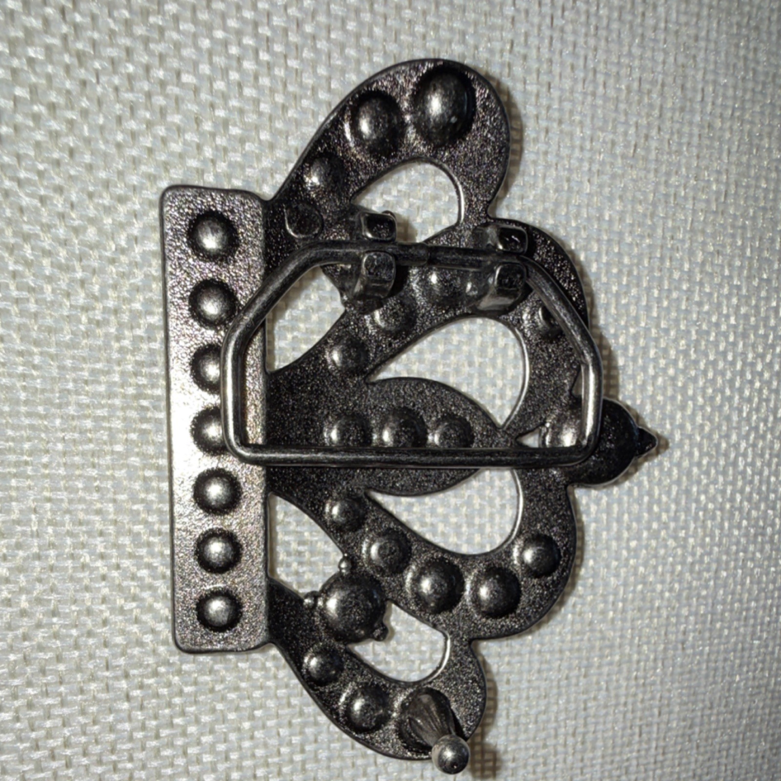 Silver Rhinestone Crown Belt Buckle, Metal Clamp Closure, Fits 1.5 in Belt