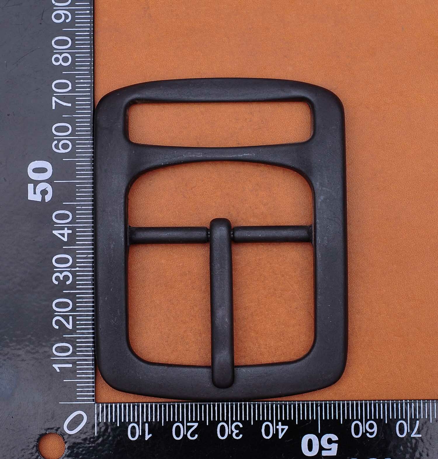 1-1/2&Prime; Heavy Duty Solid Black Matte Center Bar Leather Belt Buckle Replacement