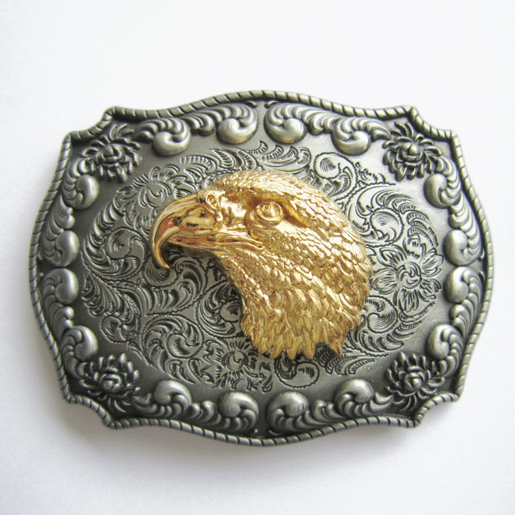 Eagle Head Double Color Western Cowboy Rodeo Metal Belt Buckle