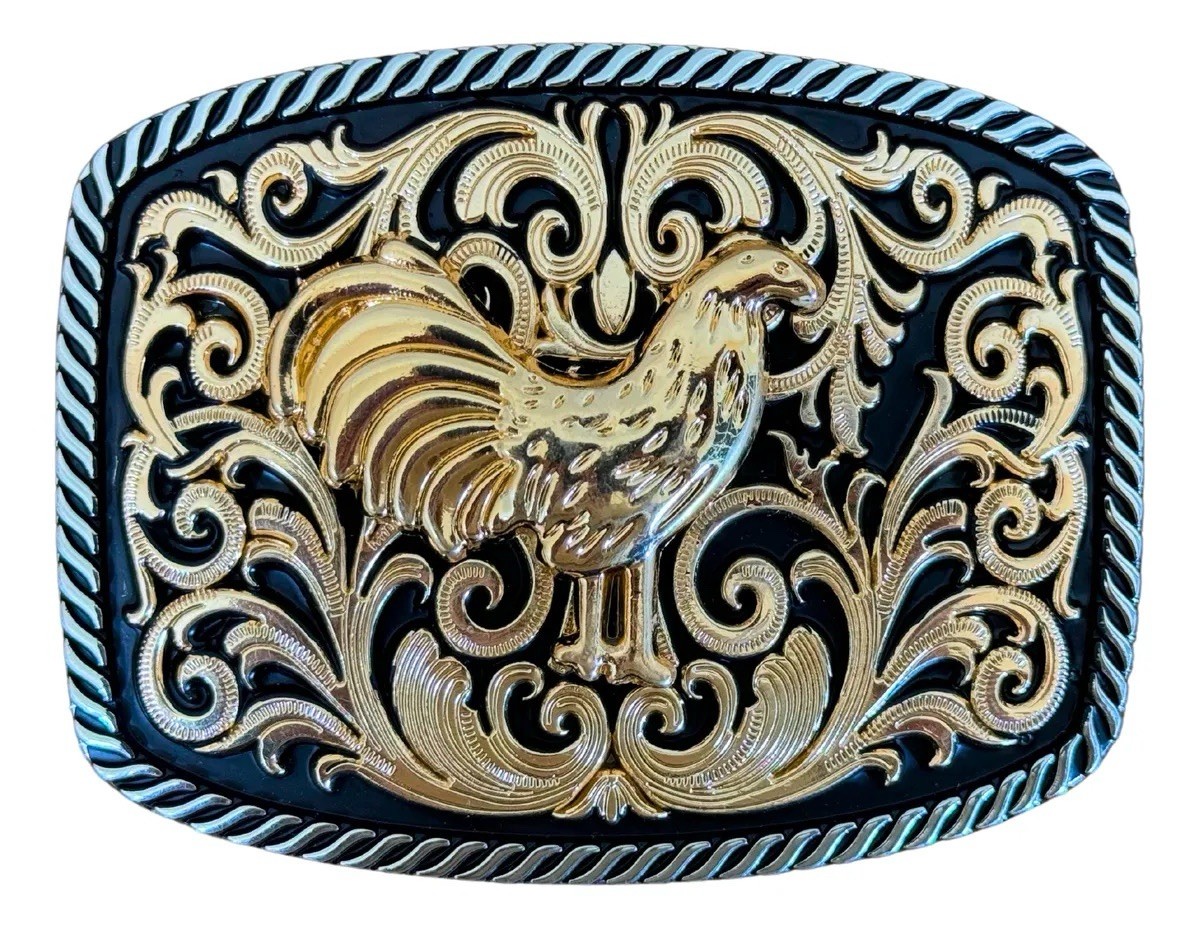 Mexican Rooster Chicken Charro Cowboy Belt Buckle Hebilla Vaquera Made In Mexico