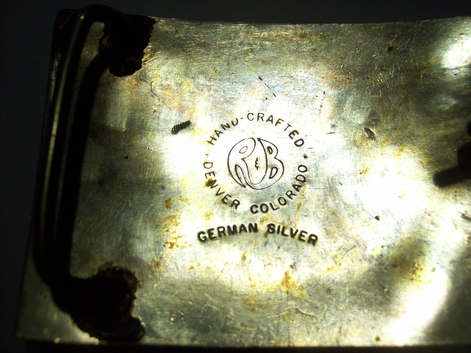 Masonic German Silver Belt Buckle R&B Denver Co.