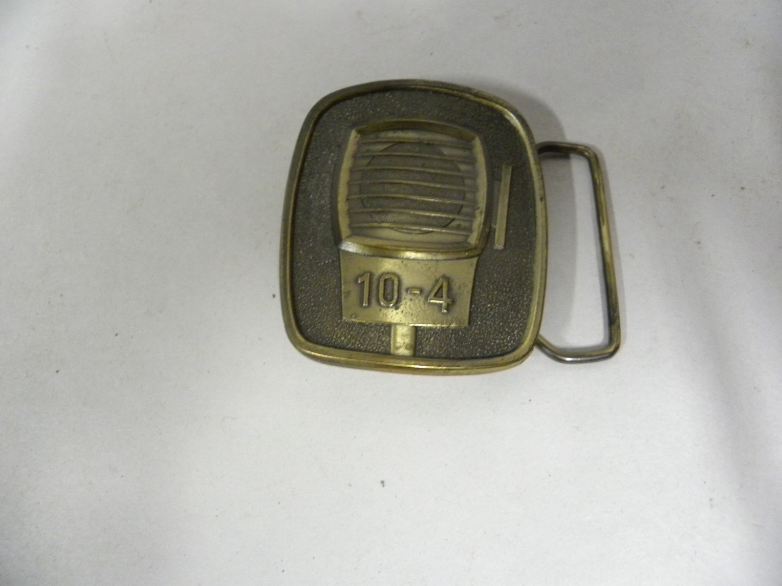 Vtg 10-4 CB Radio Microphone Motif Belt Buckle Made by Lewis Buckles (A5)