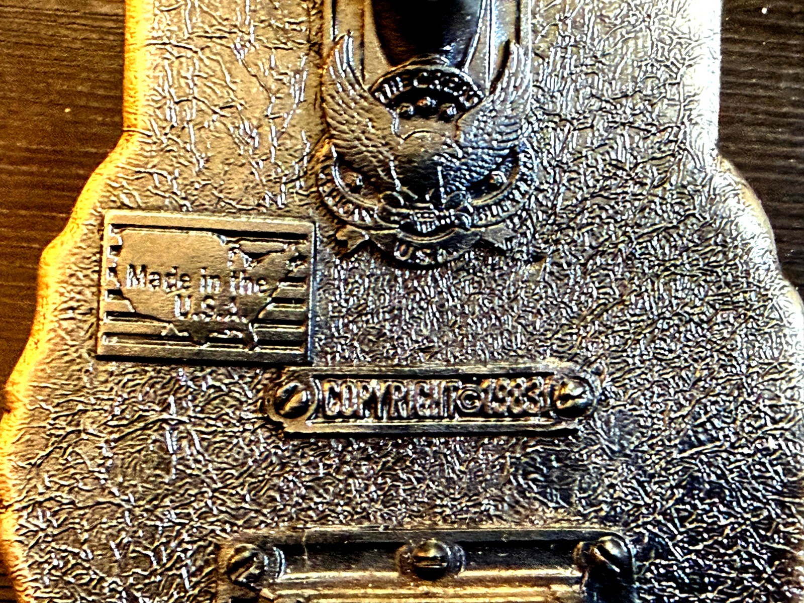1983 Great American Buckle Co Pewter Black Enamel Bald Eagle Belt Buckle- in box