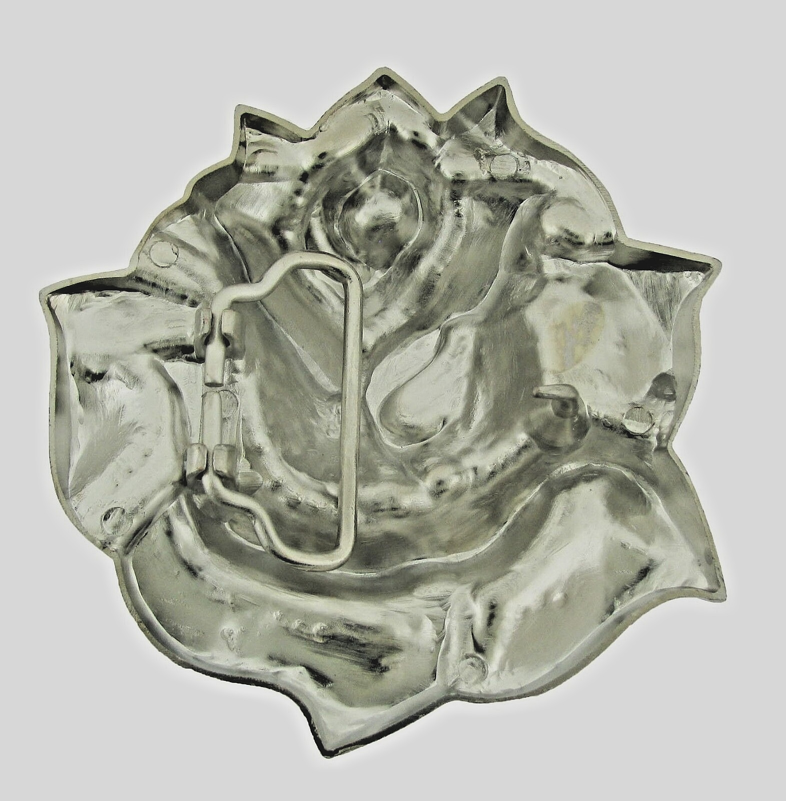 Flower Belt Buckles White Rose Vintage Bling Iced Silver Metal Cowgirl Western