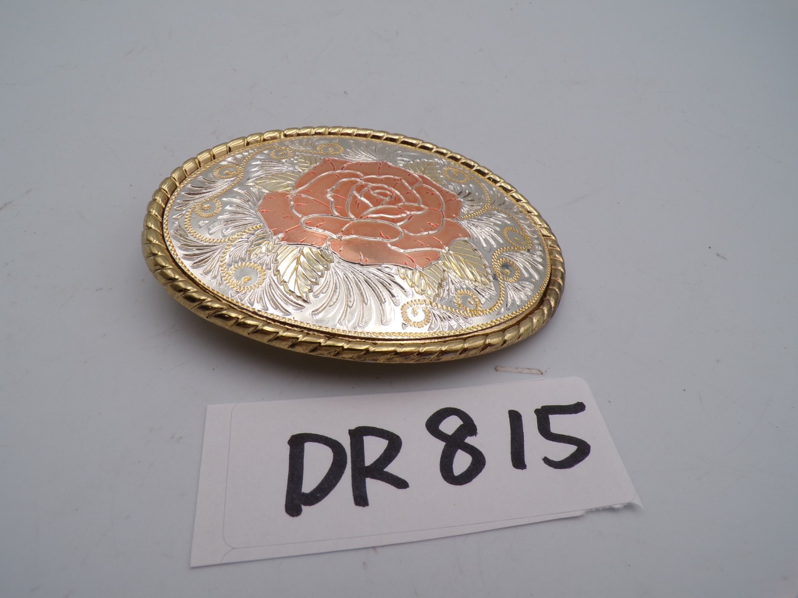 Vintage Rose Western Themed Belt Buckle 3 5/8&Prime; X 2 1/2&Prime; Signed W Usa Made