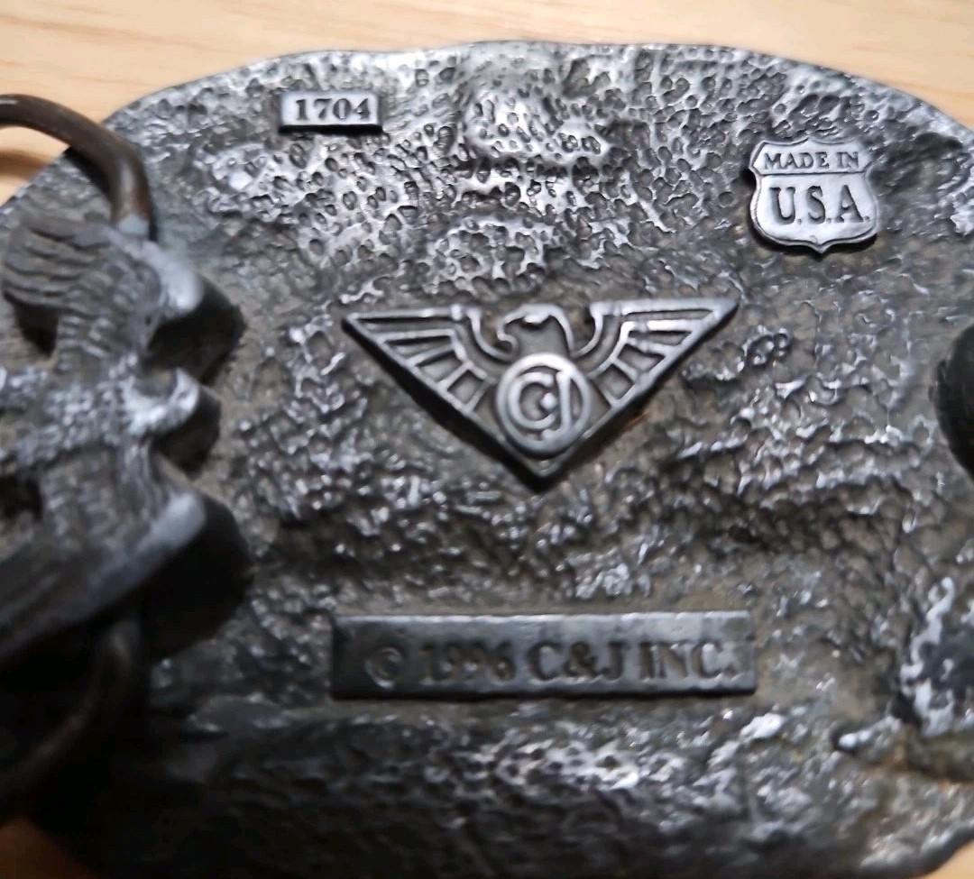 Tow Truck Operator Belt Buckle Made USA 1996 C&J Inc Pewter Metal