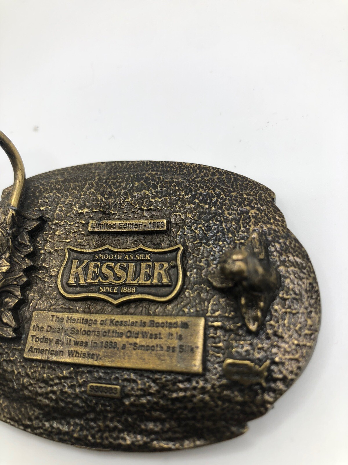 Vintage Belt Buckle Kessler Whiskey Spirit of Wisconsin Solid Brass Western