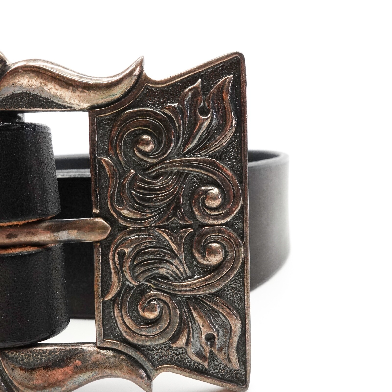 King Baby Engraved Scroll Garrison Concho Buckle Size 34 Silver .925