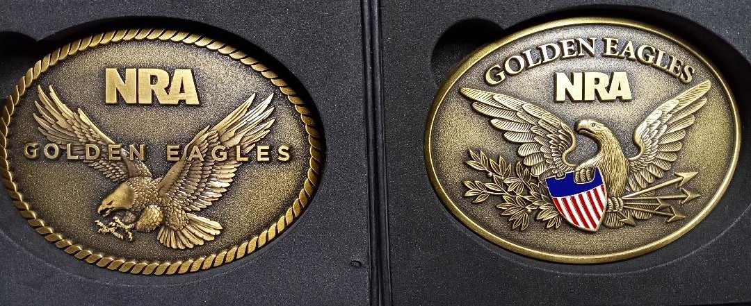 LOT OF 5: 2 NRA COMMEMORATIVE BUCKLES ( 2014 2015) & 3 VINTAGE PINS