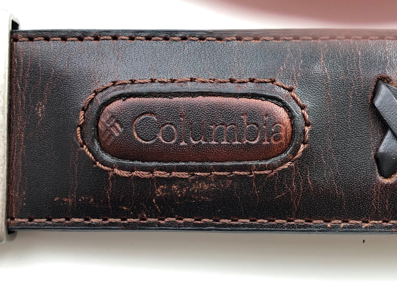 Columbia Mens 36/90 Reversible Leather Belt Brown Braid to Smooth Black Twist