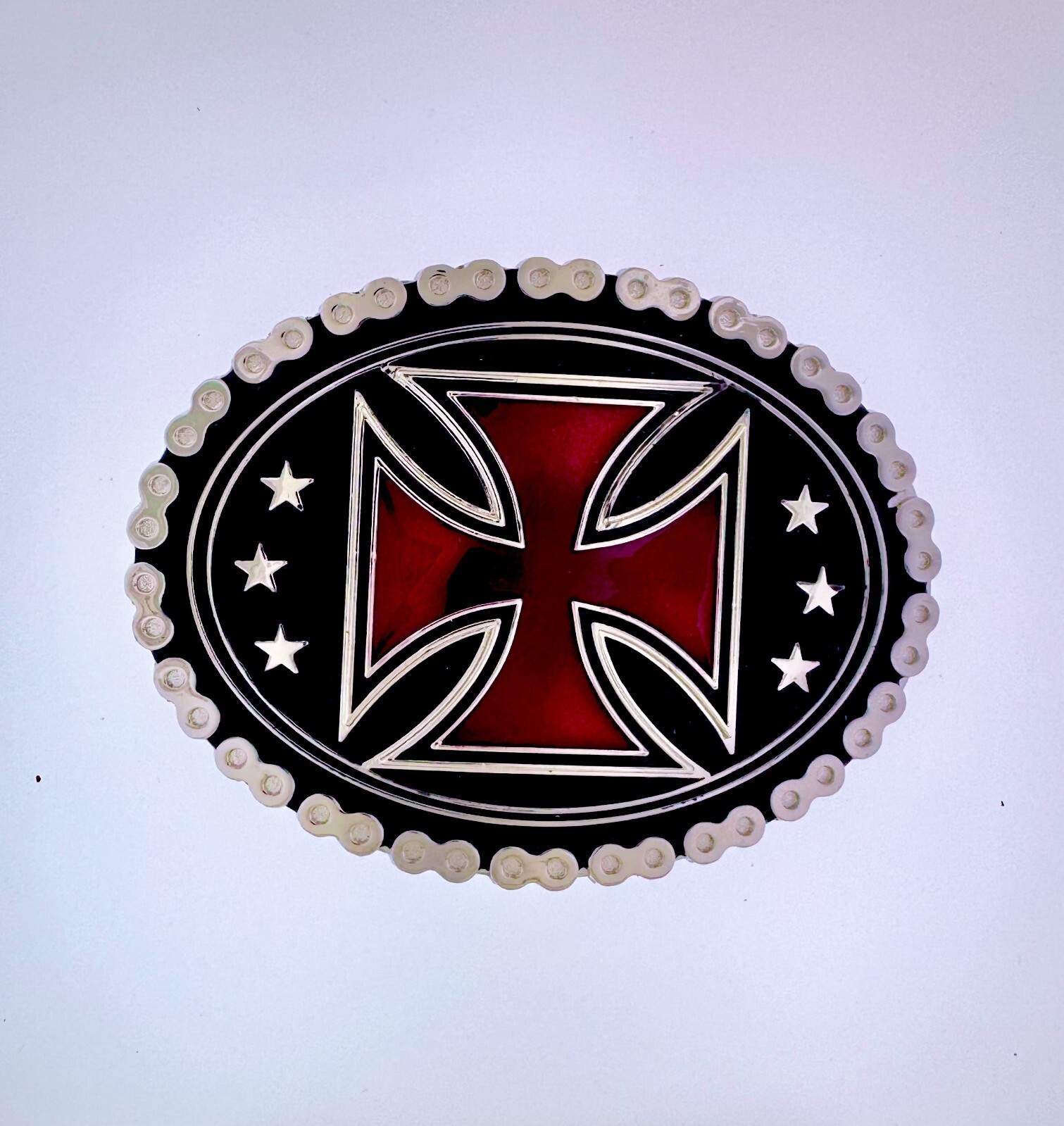 Maltese Cross Stars Belt Buckle | American Western Silver Vintage Buckle
