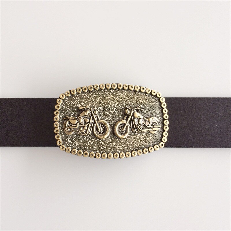 Antique Bronze Plated Heavy Metal Motorcycle Chain Biker Rider Belt Buckle