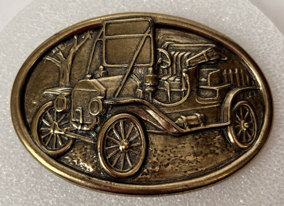Antique Car Avon Vintage Model T Brass Automobile Vehicle Belt Buckle