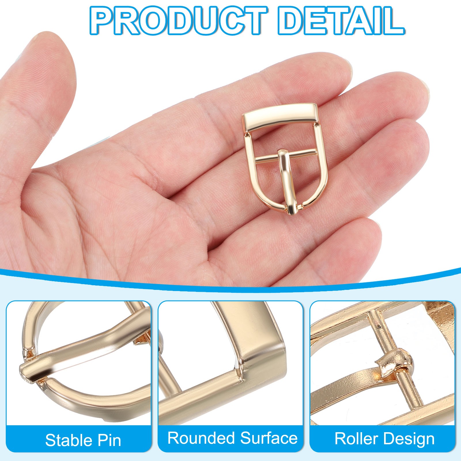 8Pcs 0.7&Prime; Single Prong Belt Buckle Metal Roller Buckle Silver/Light Gold