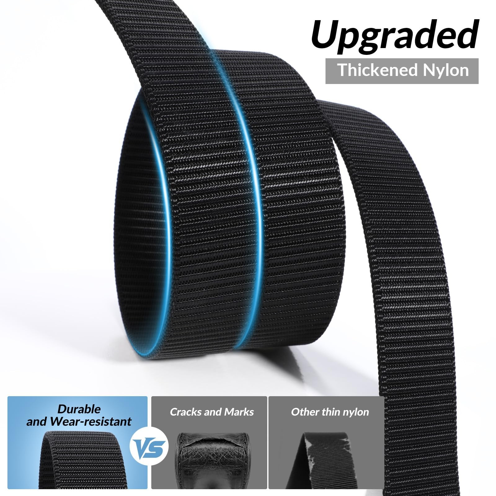 JASGOOD Men’s Ratchet Belt,Heavy-Duty Nylon Web Fit Size Below 35inch, Black