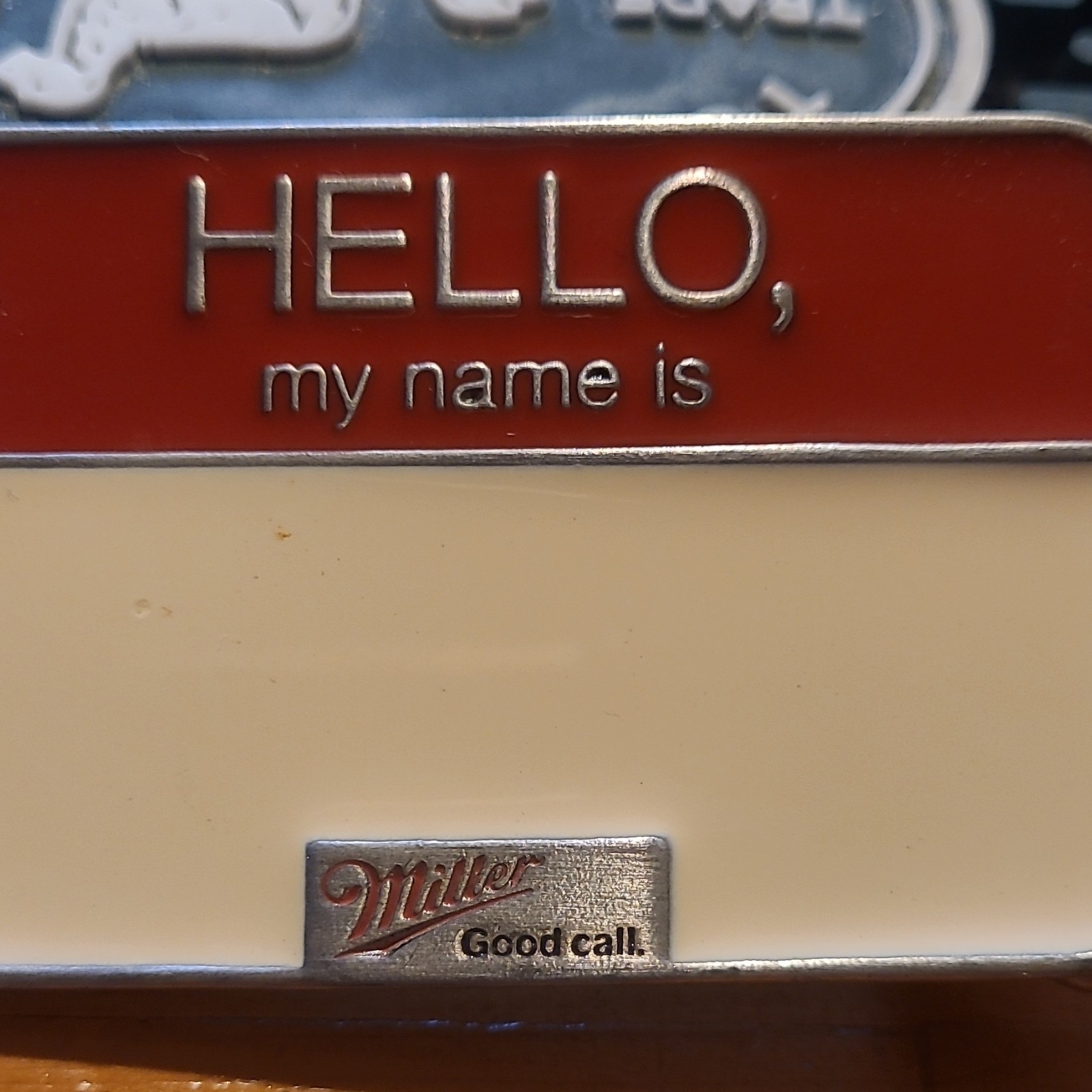 Miller Hello My Name Is Beer Novelty Antique Finish Metal Belt Buckle