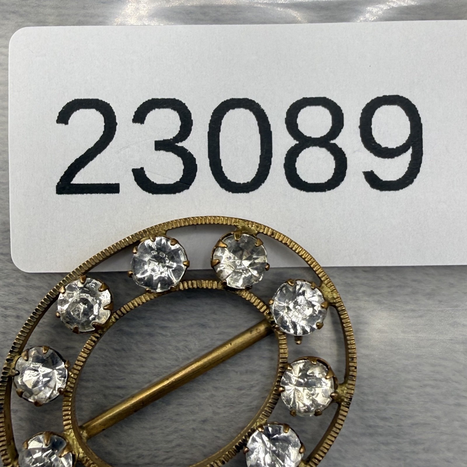 Vintage Paste Stone Buckle Rhinestone Gold Tone