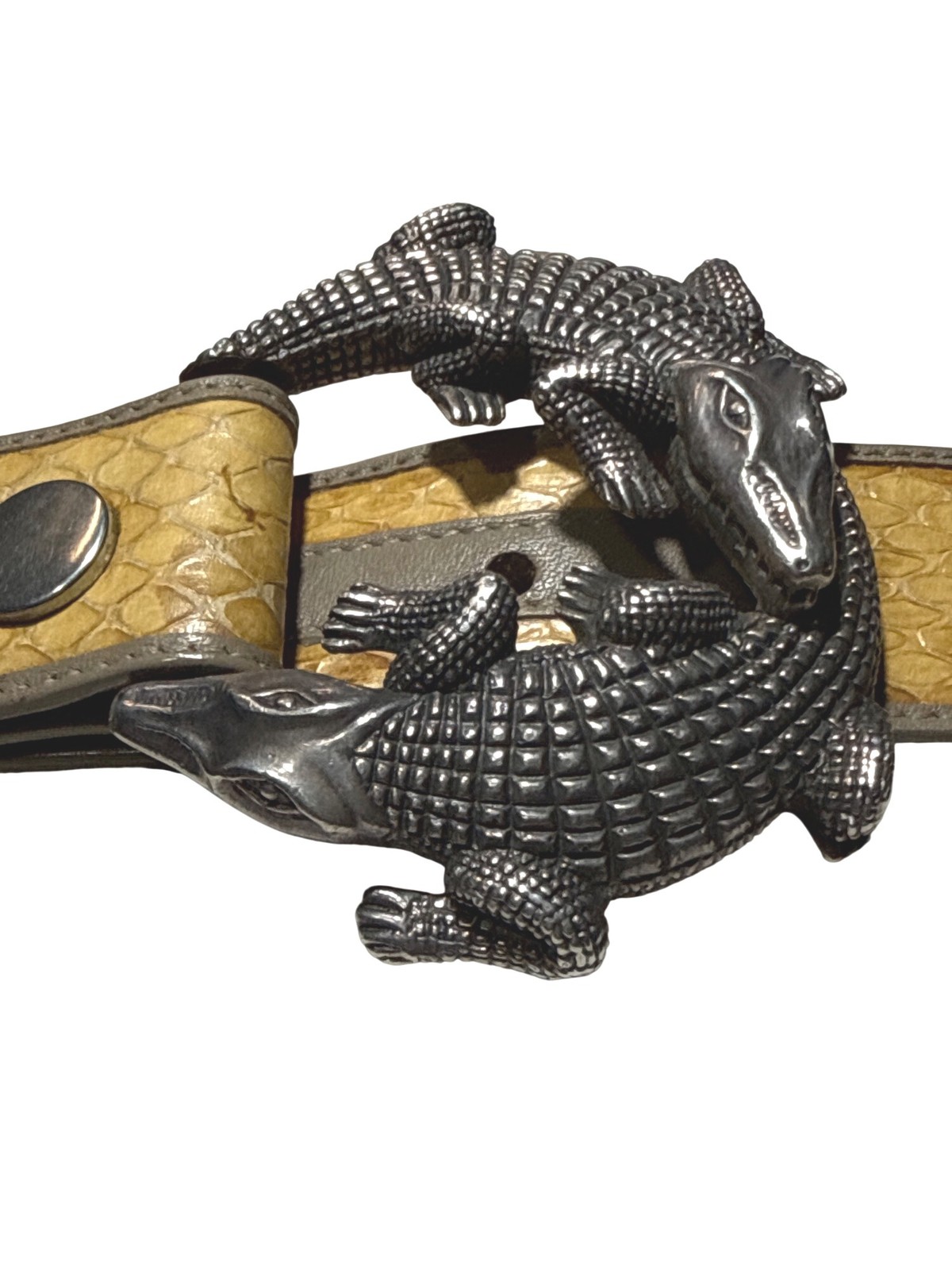G.J. Deegan Sterling Silver Alligator Buckle Python Skin Belt 194g 925