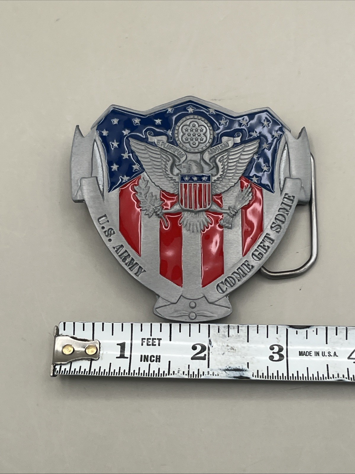 Vintage Great American Products Belt Buckle United States Army “COME GET SOME”