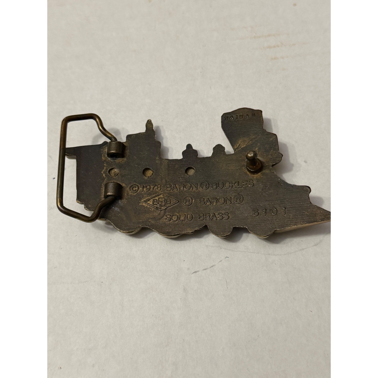 Baron Buckles Solid Brass Steam Locomotive Train Belt Buckle 6101 1978