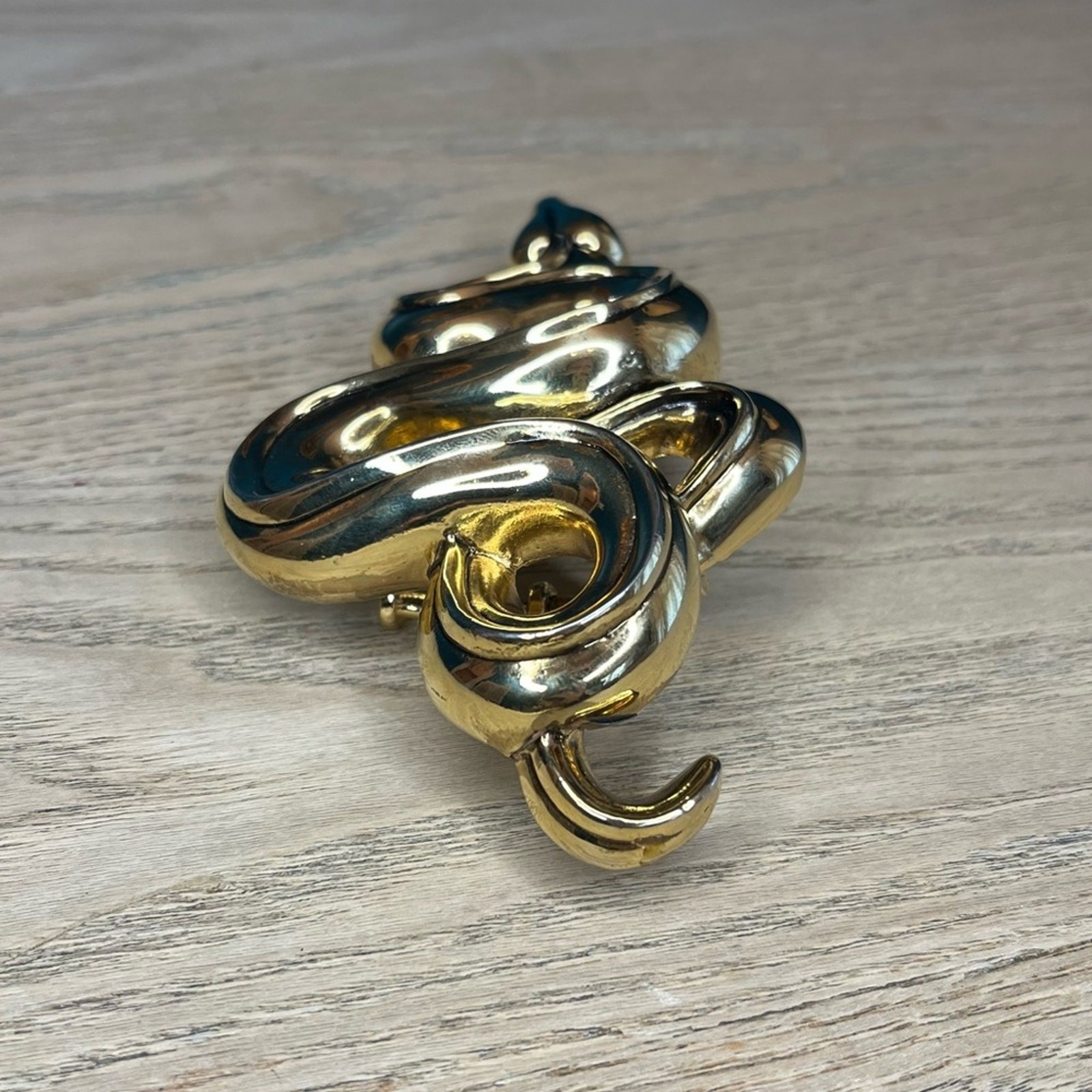 Kieselstein-Cord Snake Serpent Large Gold Buckle Brown Alligator Belt RARE