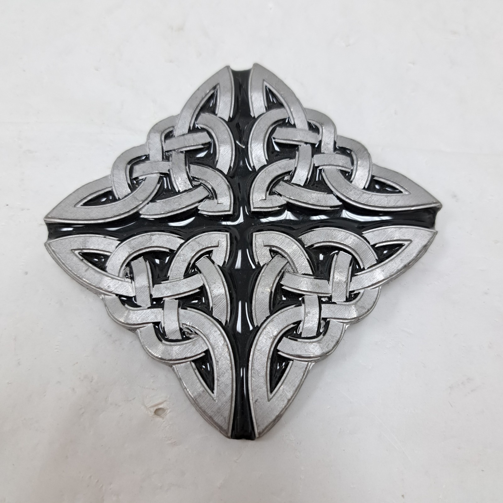 Vintage Celtic Knot Belt Buckle Genuine Mobtown Chicago Metal & Black Enamel