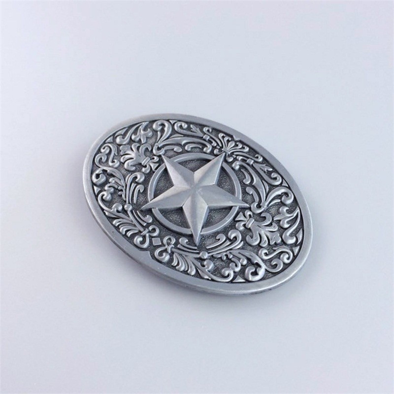 Antique Silver Southwest Star Western Oval Belt Buckle also Stock in the US