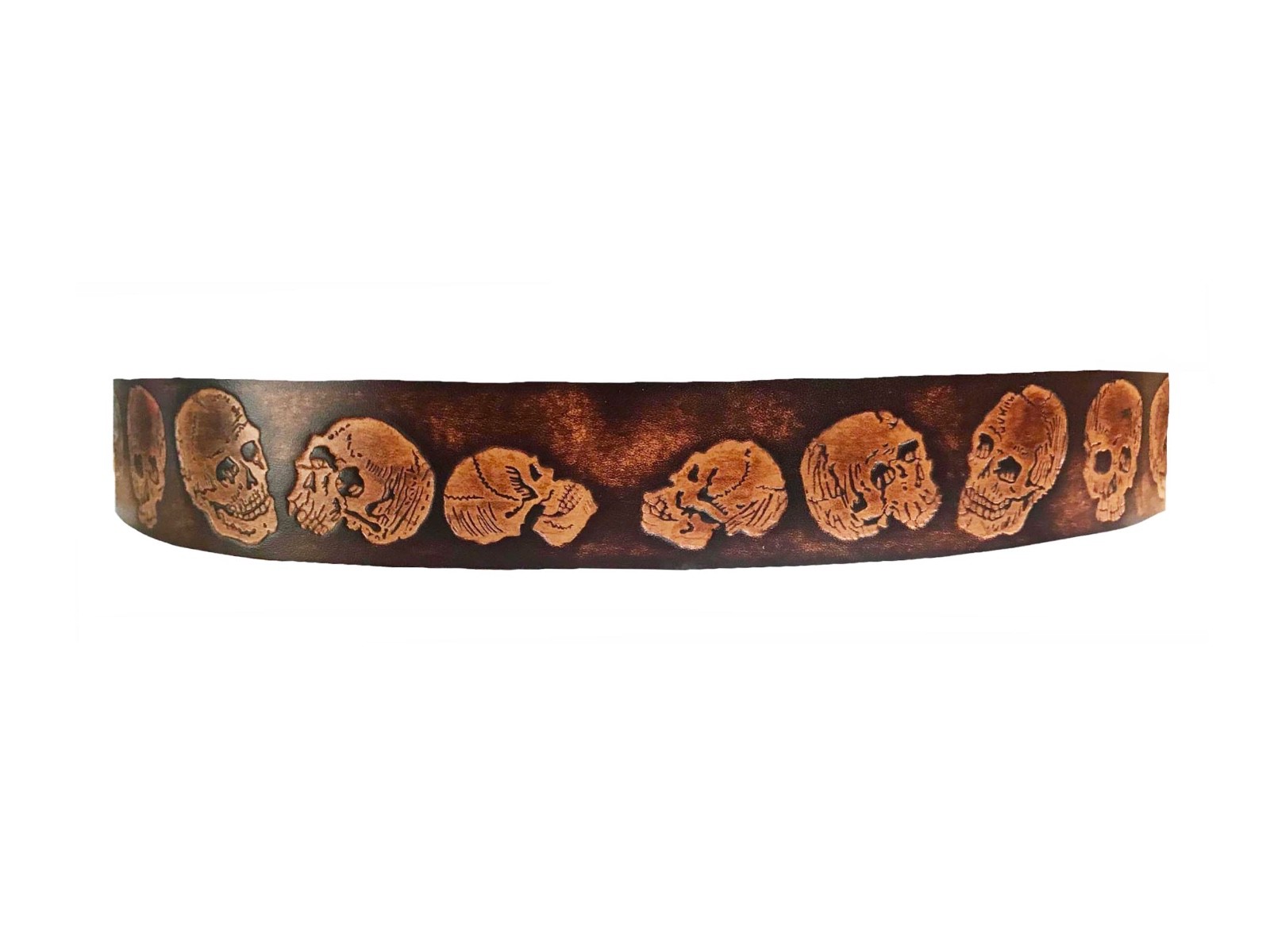 SKULL EMBOSSED BROWN GENUINE LEATHER BELT