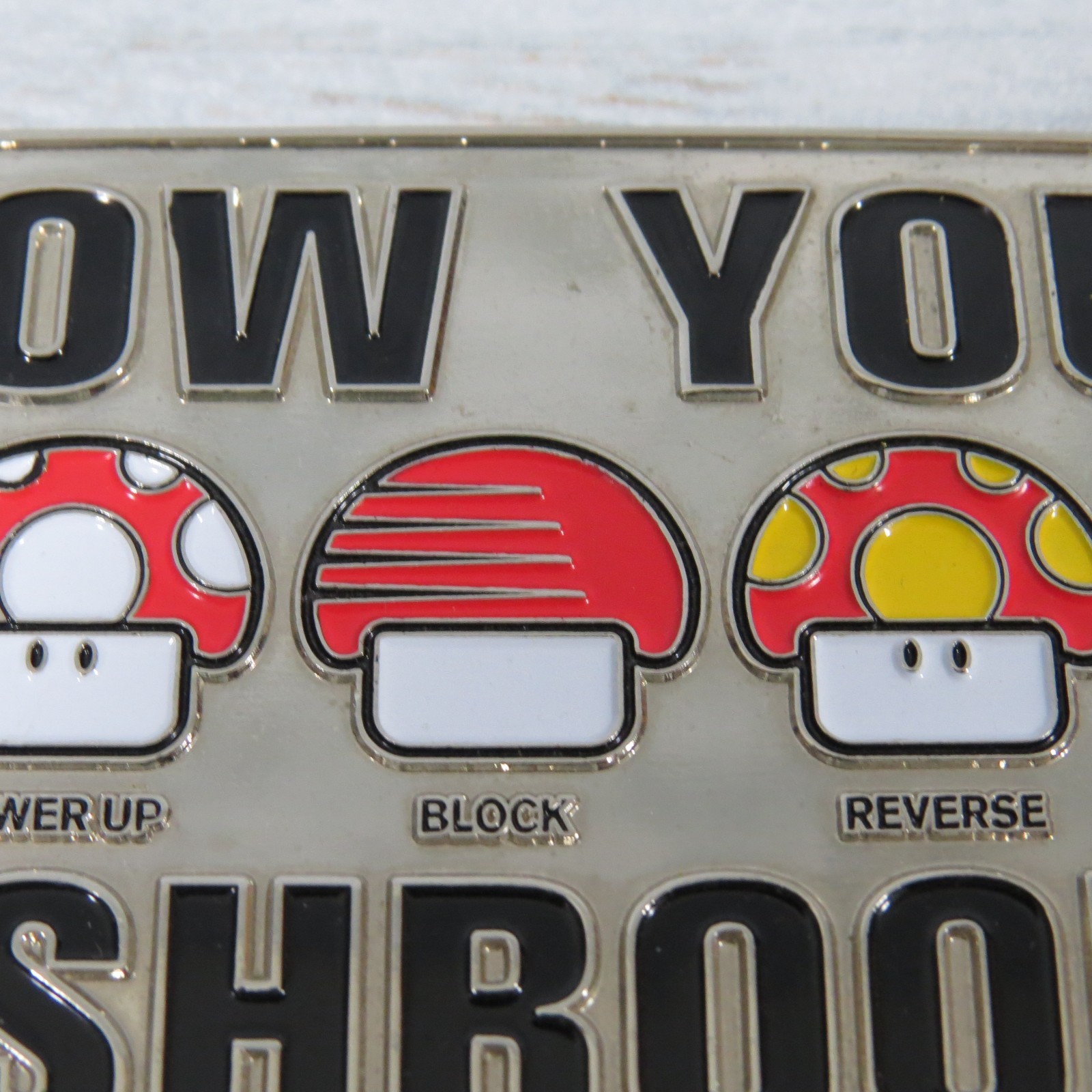 2004 Nintendo Know Your Mushrooms Super Mario Belt Buckle
