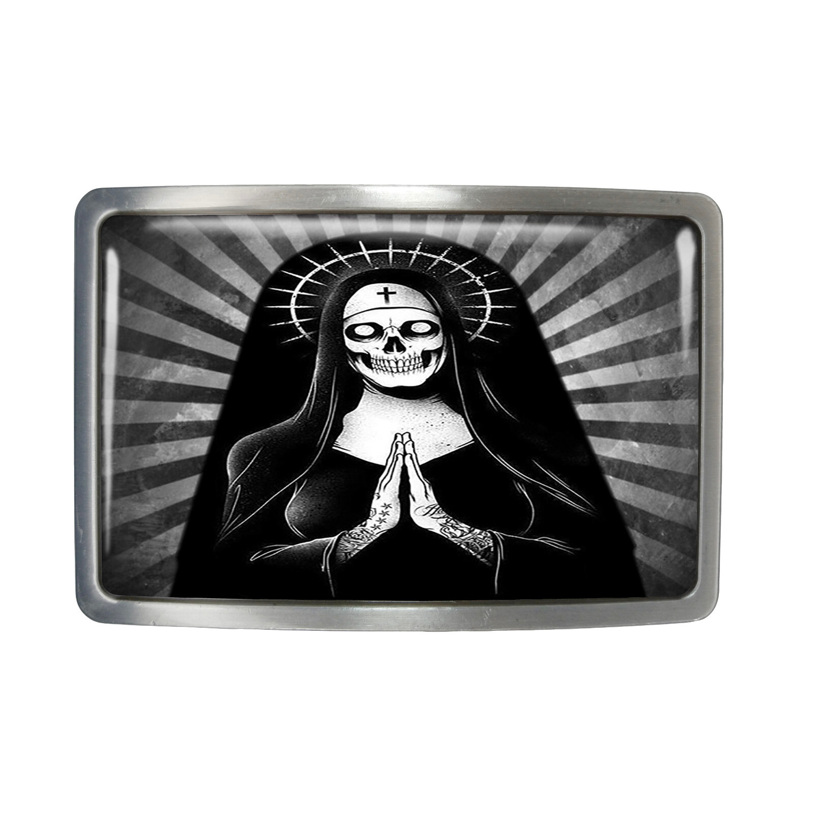 Santa Muerte Belt Buckle – Day of the Dead Skull Belt Buckle – 119-2
